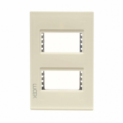 Lucek Placa de Pared PP020-KH, 2 Puertos, Hueso 