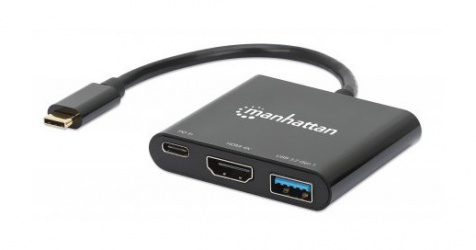 Manhattan Docking Station 130622 USB C, 1x USB C, 1x USB 3.0, 1x HDMI, Negro 