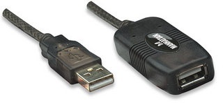 Manhattan Cable USB Macho- USB Hembra, 10 Metros, Negro 
