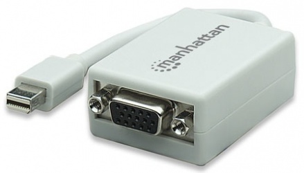 Manhattan Adaptador Mini DisplayPort 1.2 Macho - VGA Hembra, 1080p, 17cm, Blanco 