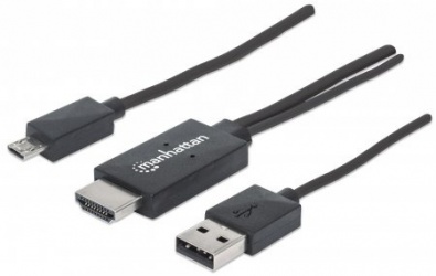 Manhattan Cable HDMI + USB Macho - HDMI Macho, 1080p, Negro 