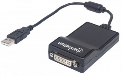 Manhattan Adaptador USB Macho - DVI Hembra, Negro 