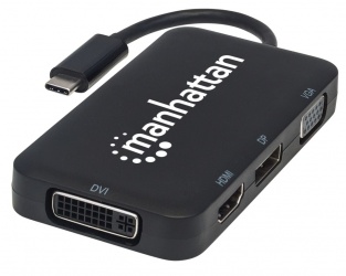 Manhattan Adaptador USB C - DisplayPort/DVI/VGA/HDMI, Negro 