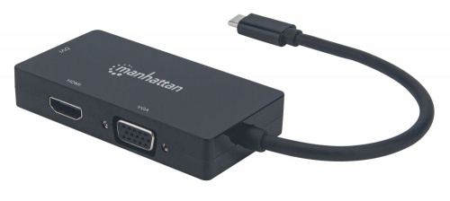 Manhattan Convertidor USB C Macho - VGA/DVI/HDMI Hembra, Negro 