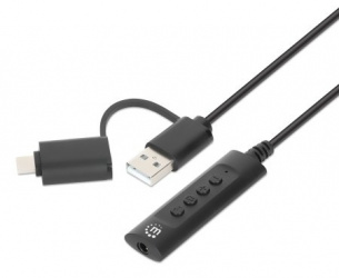 Manhattan Adaptador de Audio USB C/USB A Macho - 3.5mm Hembra, Negro 