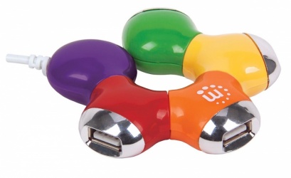 Manhattan Hub Flexible USB 2.0 de 4 Puertos, 480 Mbit/s, Diseño Flor Multicolor 
