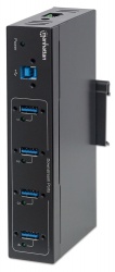 Manhattan Hub USB 3.2 Macho - 4x USB 3.2 Hembra, 5000 Mbit/s, Negro 