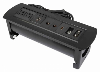 Manhattan Caja para Mesa 164863, 2 Puertos + 2x USB, Negro 