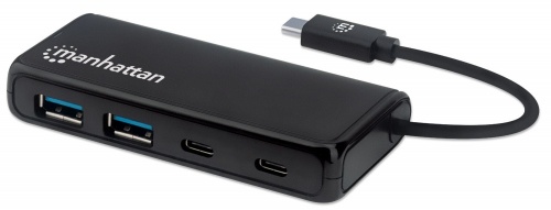 Manhattan Hub USB - 2x USB, 2x USB-C Hembra, 5000 Mbit/s, Negro 