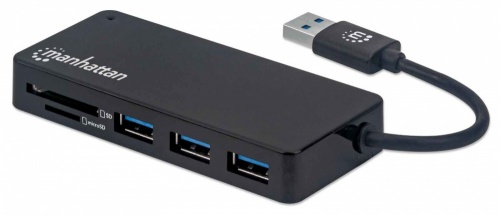 Manhattan Hub USB - 3x USB 3.2 Hembra, 5000Mbit/s, Negro 