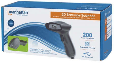 Manhattan 177603 Lector de Código de Barras Láser 2D - no incluye Base 