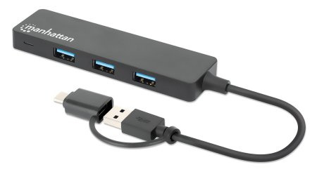 Manhattan Hub USB-A/USB-C de 4 Puertos, 5000 Mbit/s, Negro 