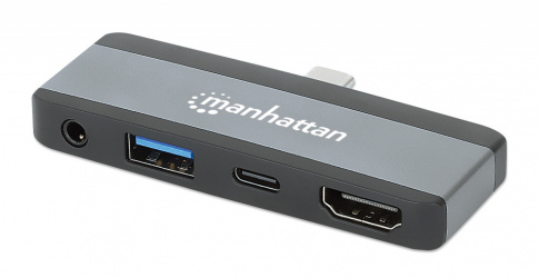 Manhattan Docking Station 190404 USB C, 1x USB, 1x USB C PD, 1x HDMI, 1x 3.5mm, Gris 