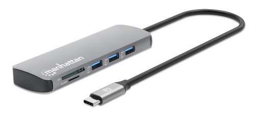Manhattan Docking Station 190459 USB-C, 2 x USB-C 3.0, 3 x USB-A 3.0, 1 x HDMI, 1 x RJ-45, MicroSD/SD 