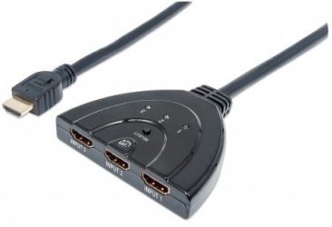 Manhattan Switch HDMI 1.3 de 3 Puertos, 3x HDMI Hembra - 1x HDMI Macho, Negro 