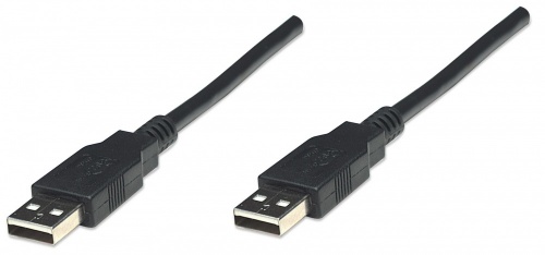 Manhattan Cable USB A Macho - USB A Macho, 1.8 Metros, Negro 