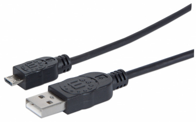 Manhattan Cable USB A Macho - USB Micro B, 1.8 Metros, Negro 