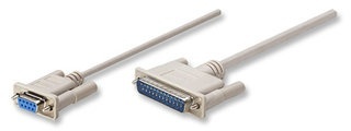 Manhattan Cable para Impresora Null Módem/Serial, DB9 Hembra - DB25 Macho, 1.8 Metros, Gris