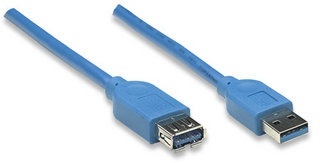 Manhattan Cable USB Macho - USB Hembra, 2 Metros, Azul 