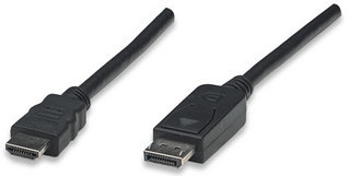 Manhattan Cable DisplayPort - HDMI, 1.8 Metros, Negro 