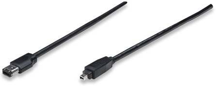 Manhattan Cable FireWire IEEE 1394a 6-pin Macho - 4-pin Macho, 1.8 Metros, Negro 