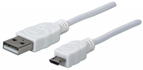 Manhattan Cable para Dispositivos USB de Alta Velocidad, USB 2.0 A Macho - Micro USB 2.0 B Macho, 1.8 Metros, Blanco 