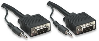 Manhattan Cable SVGA con Audio 8mm, 3.5mm HD15 Macho - 3.5mm HD15 Macho, 3 Metros, Negro 