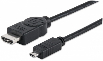 Manhattan Cable HDMI de Alta Velocidad con Canal Ethernet, HDMI Macho - micro HMDI, 4K, 30Hz, 2 Metros, Negro 