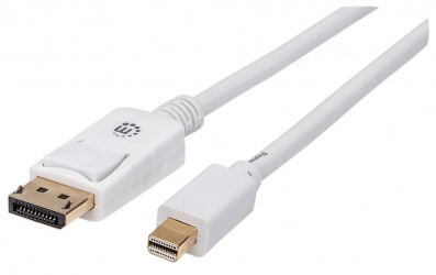 Manhattan Cable Mini DisplayPort Macho - DisplayPort 1.2 Macho, 4K, 60Hz, 3 Metros, Blanco 