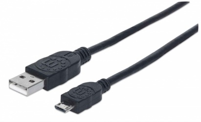 Manhattan Cable USB A Macho - Micro USB B Macho, 50cm, Negro 