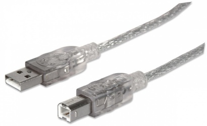Manhattan Cable de Alta Velocidad USB 2.0, USB A Macho - USB B Macho, 1.8 Metros, Plata 