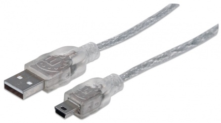 Manhattan Cable USB Macho- USB Mini Macho, 1.8 metros, Transparente 