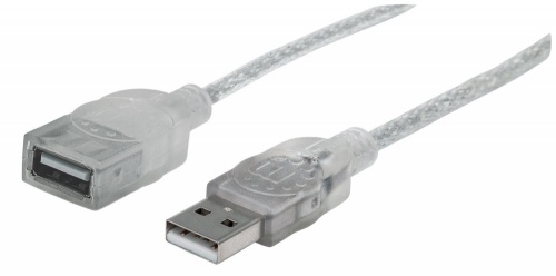 Manhattan Cable USB A Macho - USB A Hembra, 1.8 Metros, Plata 