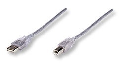 Manhattan Cable de Alta Velocidad USB 2.0, USB A Macho - USB B Macho, 4.5 Metros, Plata 
