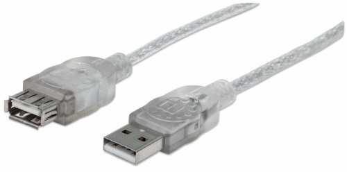 Manhattan Cable Extensión de Alta Velocidad USB 2.0, USB A Macho - USB A Hembra, 4.5 Metros, Plateado 