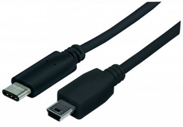 Manhattan Cable USB 2.0 de Alta Velocidad, USB C Macho - Mini-USB B Macho, 1 Metro, Negro 