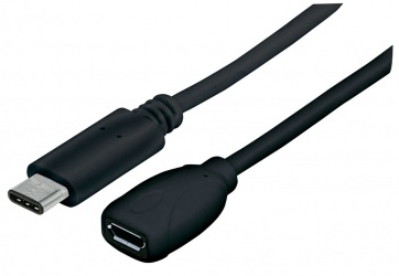 Manhattan Cable USB C de Alta Velocidad, USB C Macho - Micro USB B Hembra, 15 cm, Negro 
