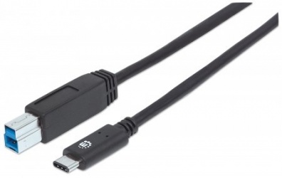 Manhattan Cable USB B Macho - USB C Macho, 1 Metro, Negro 