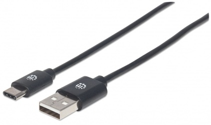 Manhattan Cable USB A 2.0 Macho - USB C Macho V1, 1.8 Metros, Negro 