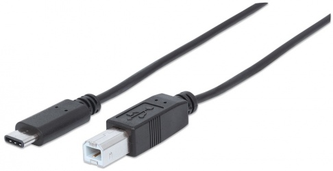 Manhattan Cable USB C Macho - USB B Macho, 2 Metros, Negro 