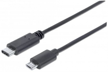 Manhattan Cable USB C Macho - Micro USB B Macho, 2 Metros, Negro 