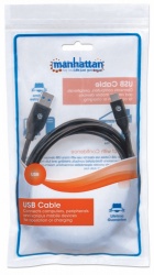Manhattan Cable de Carga USB A Macho - USB C Macho, 2 Metros, Negro 