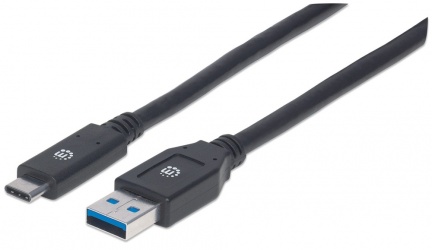 Manhattan Cable USB A 3.1 Macho - USB C 3.1 Macho, 3 Metros, Negro 