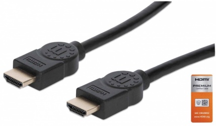 Manhattan Cable Certificado Premium HDMI 2.0 Macho - HDMI 2.0 Macho, 4K, 60Hz, 5 Metros, Negro 