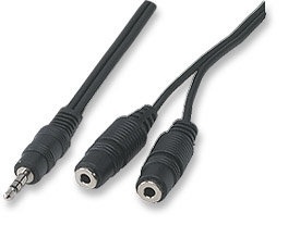 Manhattan Cable y Estéreo 3.5mm Macho - 3.5mm Hembra, 15cm, Negro 