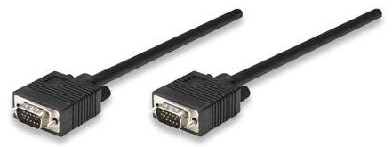Manhattan Cable de Video para Monitor SVGA 8mm, VGA (D-Sub) Macho - VGA (D-Sub) Macho, 11 Metros, Negro 