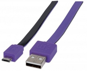 Manhattan Cable Plano USB 2.0 A Macho - Micro USB 2.0 B Macho, 1 Metro, Negro/Morado 
