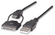 Manhattan Cable iLynk 2 en 1, USB Macho - micro USB Macho o iPod/iPhone Macho, 65cm 