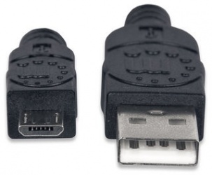 Manhattan Cable USB 2.0, USB A Macho - Micro USB B Macho, 50cm, Negro 