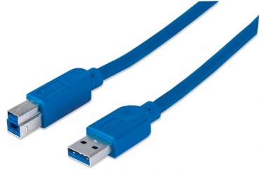 Manhattan Cable USB 3.0, USB A Macho - USB B Macho, 2 Metros, Azul 